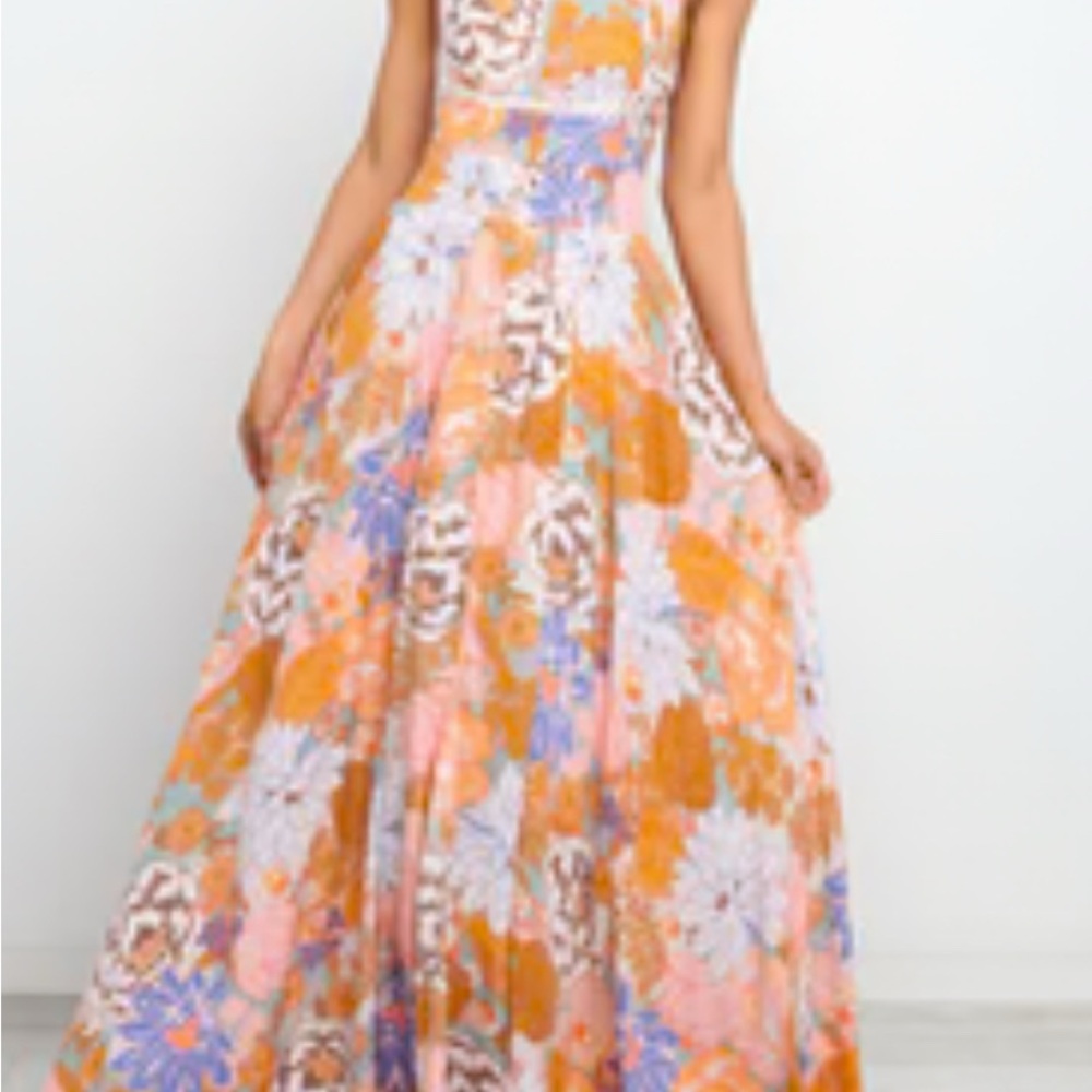 Petal & Pup Orange and Purple Floral Maxi Dress